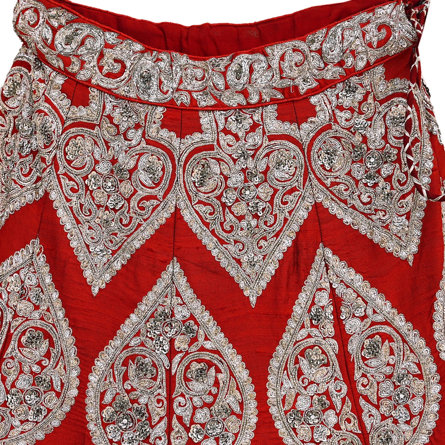 Designer Sabyasachi Red Orange Raw Silk Hand Embroidered Bridal Lehenga/Skirt Zardozi Dabka Heavy Wedding Outfit Designer Couture