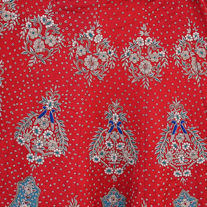 Indian Pre-owned Heavy Wedding Hand Embroidered Designer By Anamika Khanna Lehenga/Skirt Bridal Wear Red Pure Satin Silk