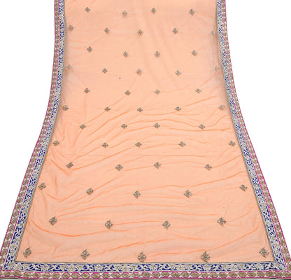 Orange Net Hand Embroidered Dupatta by Anamika Khanna Bridal Zardozi Stole Indian Wedding Veil Designer Couture Scarf