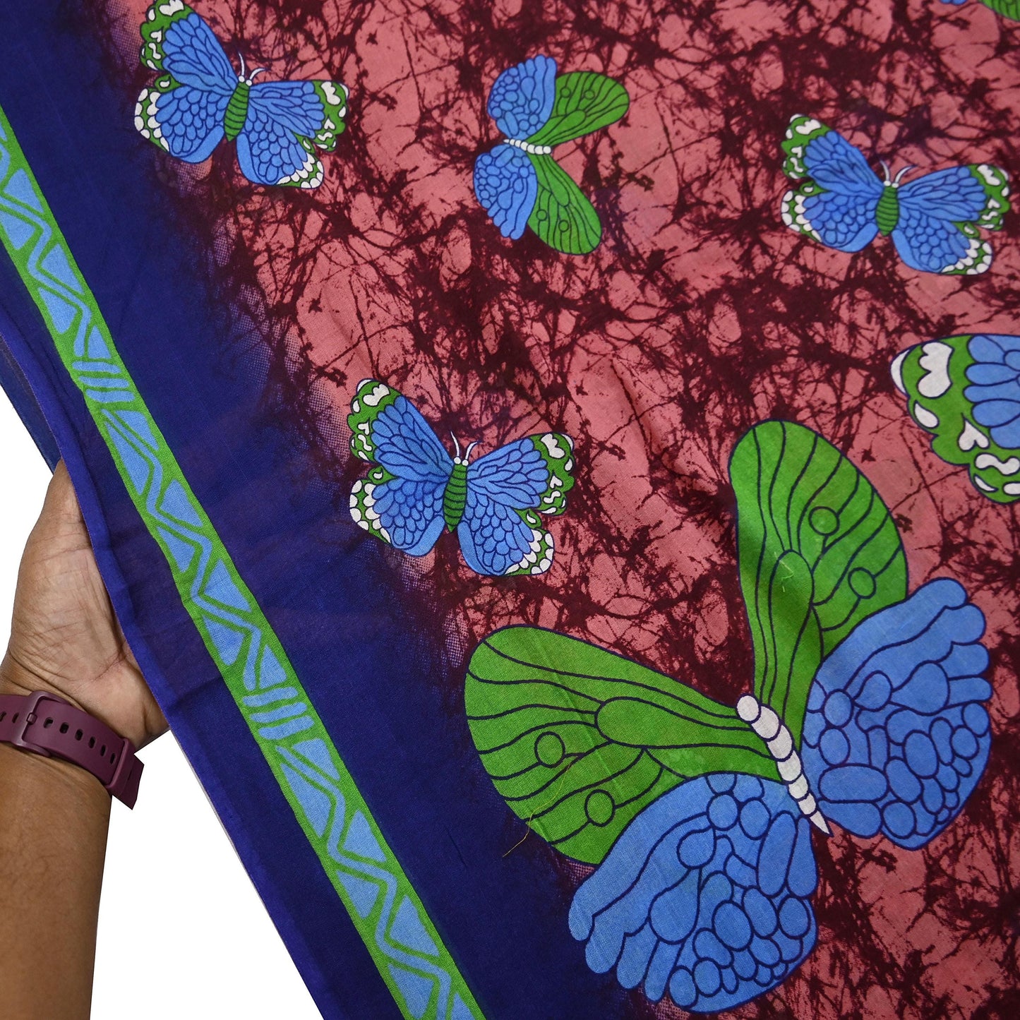 Indian Vintage Sari Maroon & Brown Printed Sarees Pure Cotton Craft Fabric Soft 5Yd Sewing Sarong Wrap Boho Floral Dress making Quilting