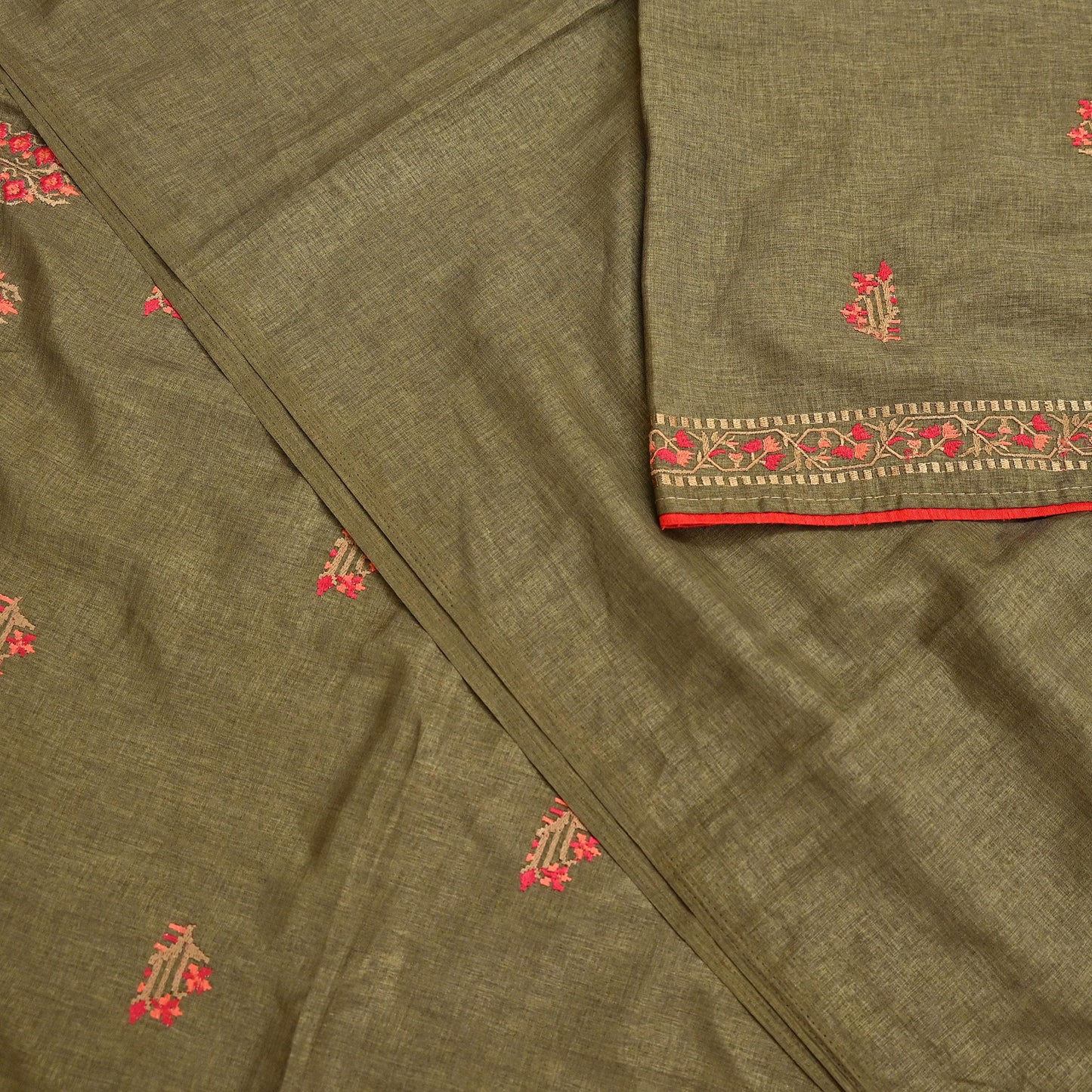 Indian Vintage Sari Green Artificial Silk Embroidered Sarees Craft Fabric 5Yd Sewing Soft Zardozi/Zari Upcycle Dress Making
