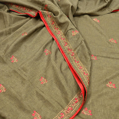 Indian Vintage Sari Green Artificial Silk Embroidered Sarees Craft Fabric 5Yd Sewing Soft Zardozi/Zari Upcycle Dress Making