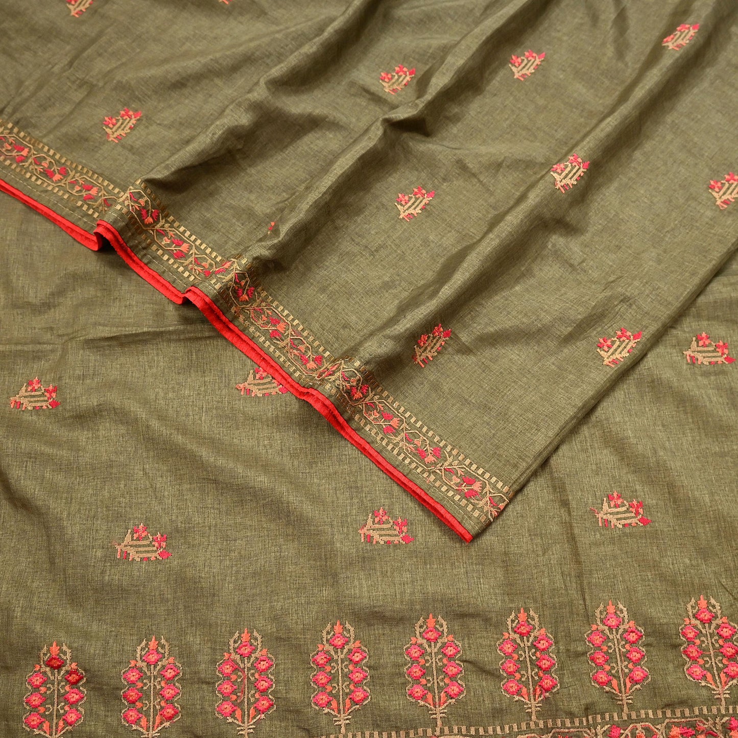 Indian Vintage Sari Green Artificial Silk Embroidered Sarees Craft Fabric 5Yd Sewing Soft Zardozi/Zari Upcycle Dress Making