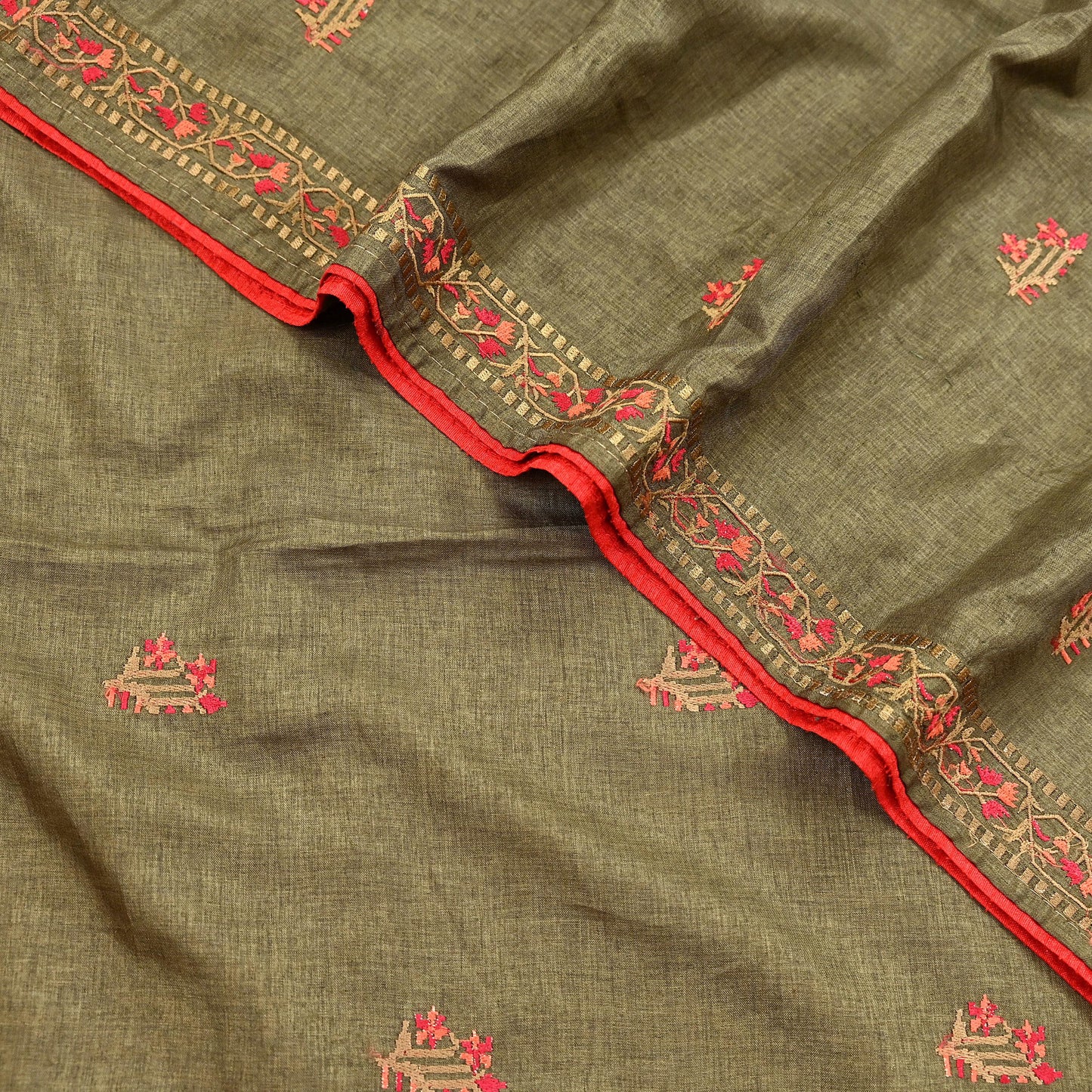 Indian Vintage Sari Green Artificial Silk Embroidered Sarees Craft Fabric 5Yd Sewing Soft Zardozi/Zari Upcycle Dress Making