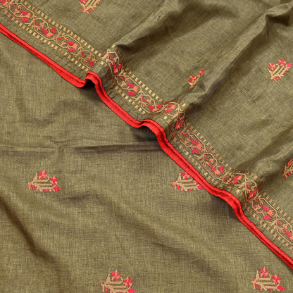 Indian Vintage Sari Green Artificial Silk Embroidered Sarees Craft Fabric 5Yd Sewing Soft Zardozi/Zari Upcycle Dress Making