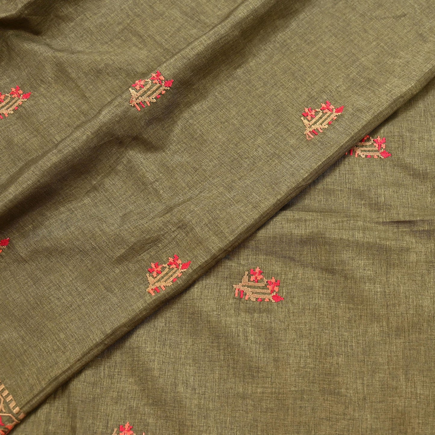 Indian Vintage Sari Green Artificial Silk Embroidered Sarees Craft Fabric 5Yd Sewing Soft Zardozi/Zari Upcycle Dress Making