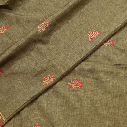Indian Vintage Sari Green Artificial Silk Embroidered Sarees Craft Fabric 5Yd Sewing Soft Zardozi/Zari Upcycle Dress Making
