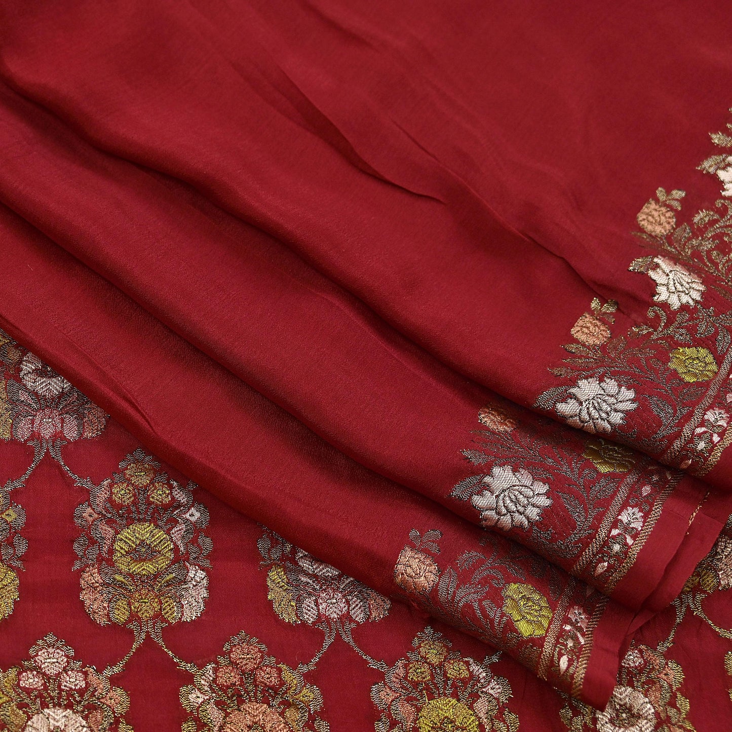 Indian Vintage Sari Red 100% Pure Silk Hand Woven Sarees Craft Fabric 5Yd Ethnic Sewing Dress making Crafting Quilting Upcycle Zari