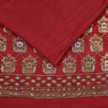 Indian Vintage Sari Red 100% Pure Silk Hand Woven Sarees Craft Fabric 5Yd Ethnic Sewing Dress making Crafting Quilting Upcycle Zari