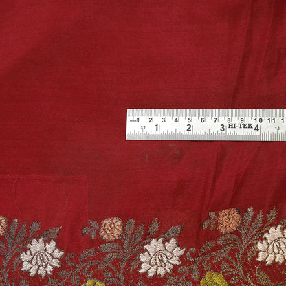 Indian Vintage Sari Red 100% Pure Silk Hand Woven Sarees Craft Fabric 5Yd Ethnic Sewing Dress making Crafting Quilting Upcycle Zari