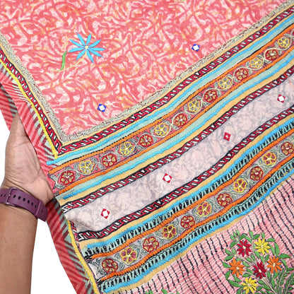 Indian Vintage Sari Pure Crepe Silk Hand Embroidered Saree 5yd Sewing Floral Craft Fabric Sequins Dress making Crafting Quilting