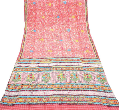 Indian Vintage Sari Pure Crepe Silk Hand Embroidered Saree 5yd Sewing Floral Craft Fabric Sequins Dress making Crafting Quilting