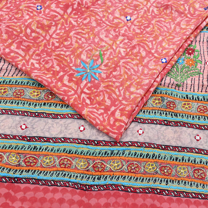 Indian Vintage Sari Pure Crepe Silk Hand Embroidered Saree 5yd Sewing Floral Craft Fabric Sequins Dress making Crafting Quilting