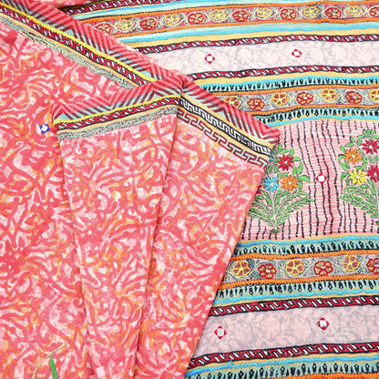 Indian Vintage Sari Pure Crepe Silk Hand Embroidered Saree 5yd Sewing Floral Craft Fabric Sequins Dress making Crafting Quilting