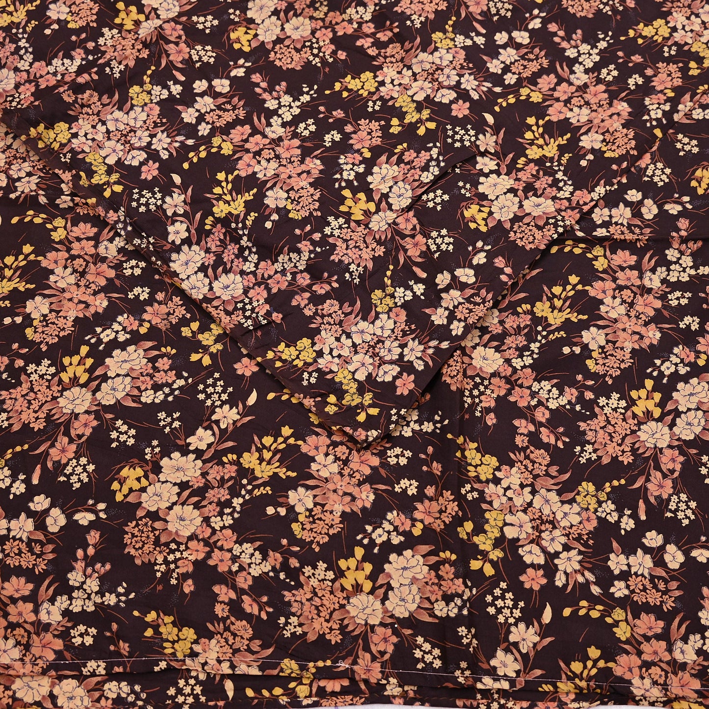 Indian Vintage Sari Brown Printed 100% Pure Silk Sarees 5yd Sewing Craft Fabric Soft Dress Making Wrap Floral Upcycle Quilting Crafting Used