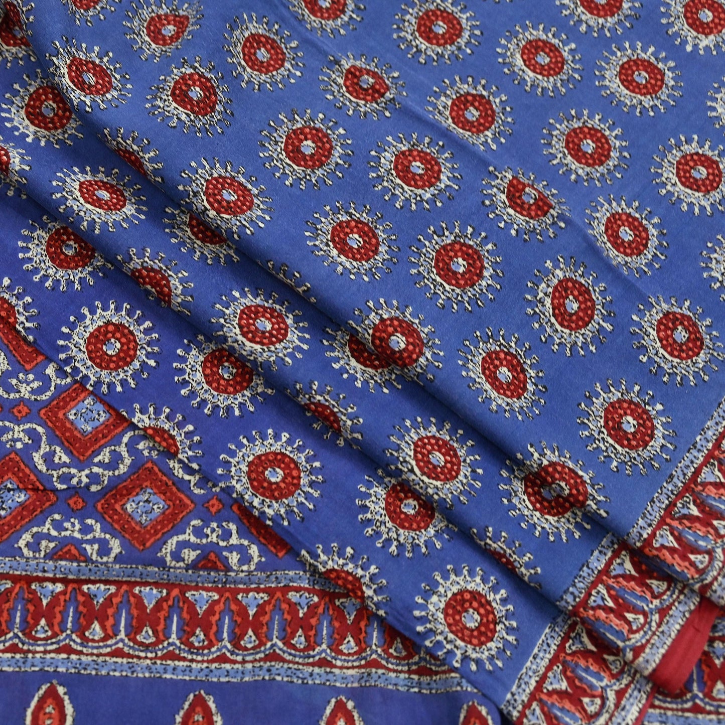 Indian Vintage Sari Purple Pure Cotton Block Printed Sarees Craft Fabric Soft 5Yd Sarong Wrap Boho Fabric Kimono Quilting Crafting Upcycle