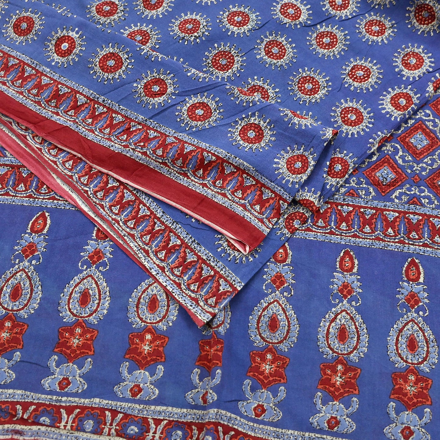 Indian Vintage Sari Purple Pure Cotton Block Printed Sarees Craft Fabric Soft 5Yd Sarong Wrap Boho Fabric Kimono Quilting Crafting Upcycle