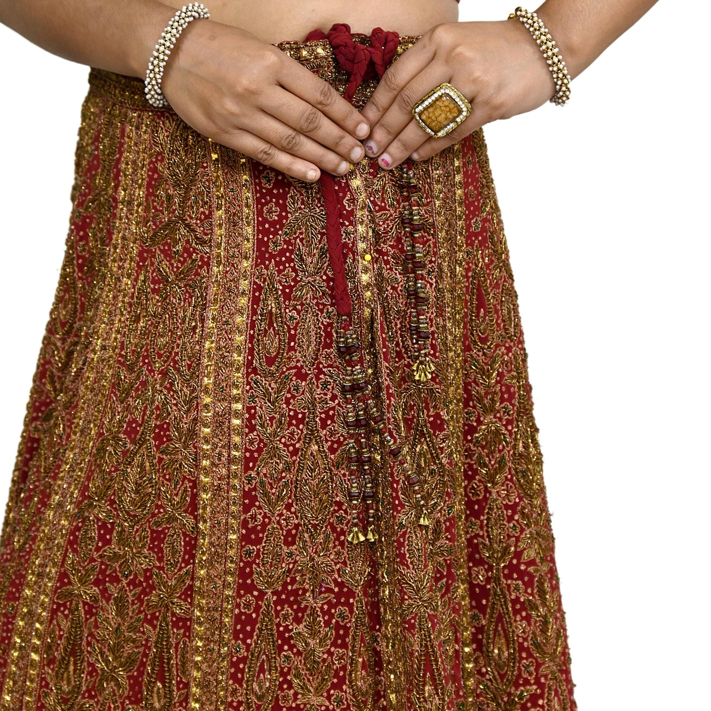 Indian Maroon Pure Silk Ritu Kumar Lehenga 3pcs Set Hand Embroidered Bridal Outfit  Designer Bollywood Party Wear Ethnic Dress