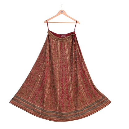 Indian Maroon Pure Silk Ritu Kumar Lehenga 3pcs Set Hand Embroidered Bridal Outfit  Designer Bollywood Party Wear Ethnic Dress