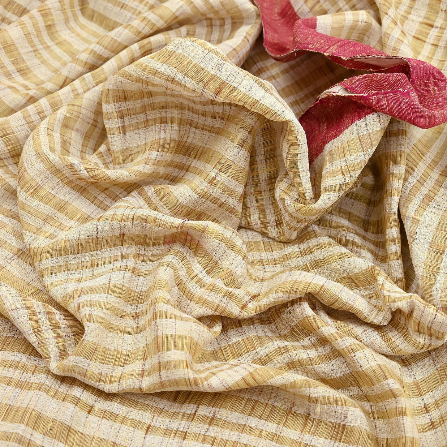 Indian Vintage Sari Beige Woven 100% Pure Cotton Sarees Craft Fabric 6Yd Stripes Upcycle Quilting Crafting Dress making Upcycle Boho Wrap