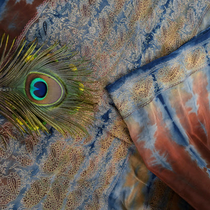 Indian Vintage Saree Pure Crepe Silk Hand Embroidered Tie-Dye Sari Fabric 6yard Sewing Craft Fabric Ethnic Dressmaking Crafting Zardozi Zari