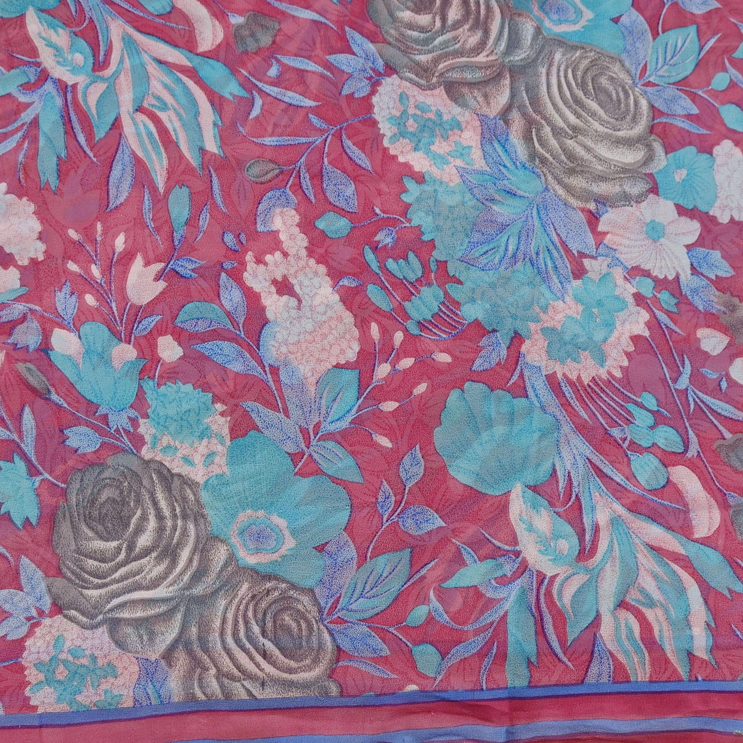 Indian Vintage Sari Pink Pure Georgette Silk Printed Saree Craft Fabric Sewing 6Yd Soft Light Dress Making Crafting Quilting Upcycle