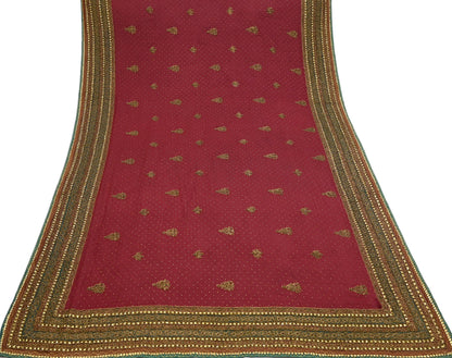 Indian Vintage Heavy Maroon Dupatta Pure Silk Long Stole Hand Embroidered Designer By Ritu Kumar Scarves Scarf Zari Zardozi