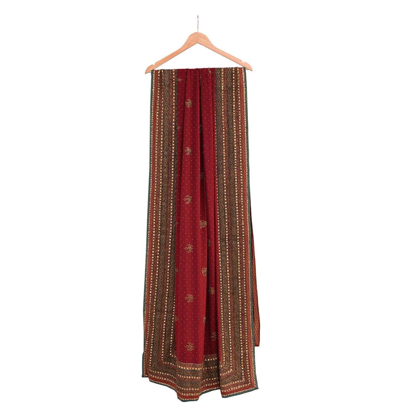 Indian Vintage Heavy Maroon Dupatta Pure Silk Long Stole Hand Embroidered Designer By Ritu Kumar Scarves Scarf Zari Zardozi