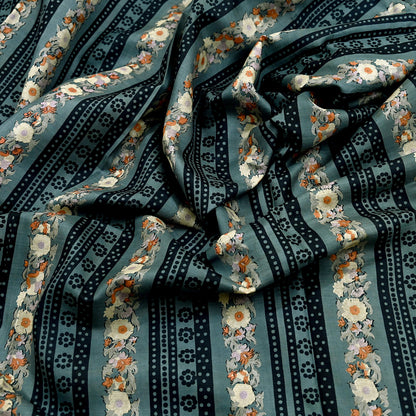 Indian Vintage Sari Black & Gray 100% Pure Silk Printed Saree 5yd Sewing Craft Fabric Dress Making Soft Crafting Quilting Upcycle Used