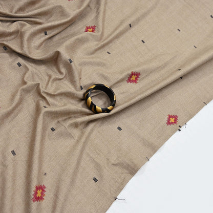 Vintage Brown Woolen Handmade Woven Long Throw Stole Warm Geometric Design Fringes