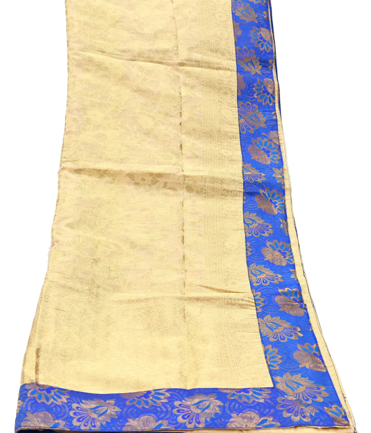 Indian Vintage Heavy Golden Beige Dupatta Pure Silk Long Stole Hand Woven Banarasi Veil Scarves Zari Stole Ethnic Wear Bridal Hijab