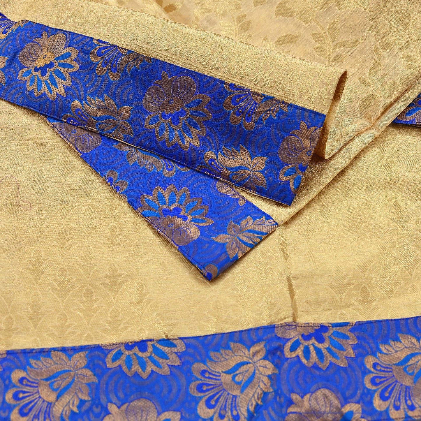 Indian Vintage Heavy Golden Beige Dupatta Pure Silk Long Stole Hand Woven Banarasi Veil Scarves Zari Stole Ethnic Wear Bridal Hijab