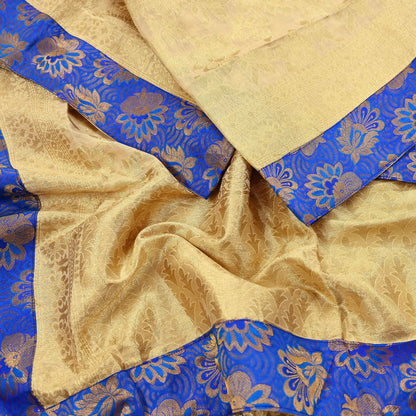 Indian Vintage Heavy Golden Beige Dupatta Pure Silk Long Stole Hand Woven Banarasi Veil Scarves Zari Stole Ethnic Wear Bridal Hijab