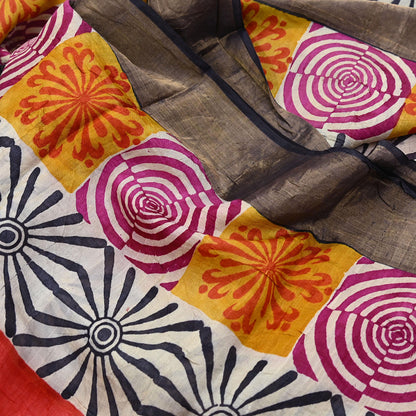 Indian Vintage Heavy Sari Red & Black Pure Khadi Silk Handloom Saree Craft Fabric 5yd Ethnic Wear Dress making For Crafting Quilting