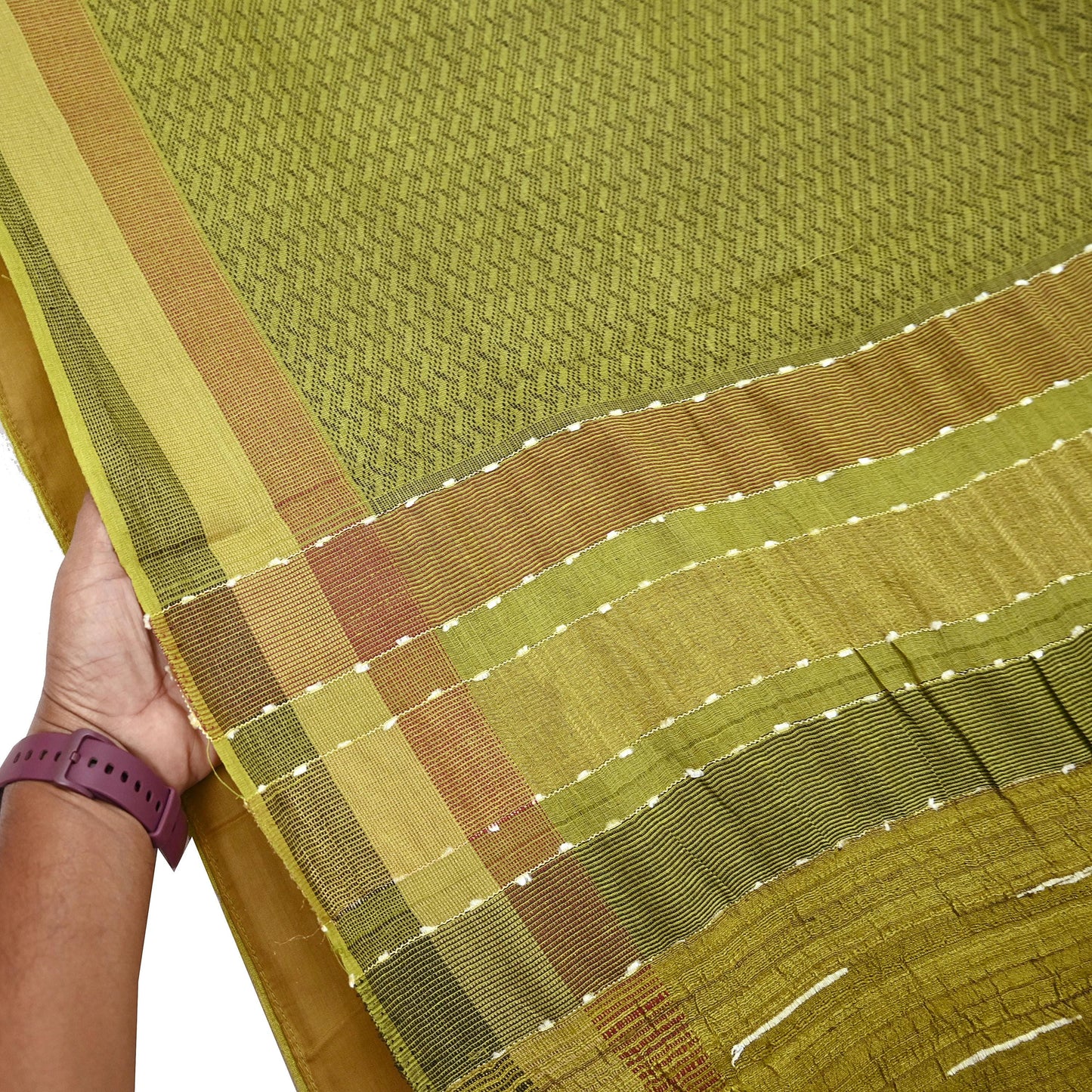 Indian Vintage Heavy Sari Green Pure Khadi Silk Handloom Saree Craft Fabric 6yd Ethnic Wear Dress making For Crafting Quilting