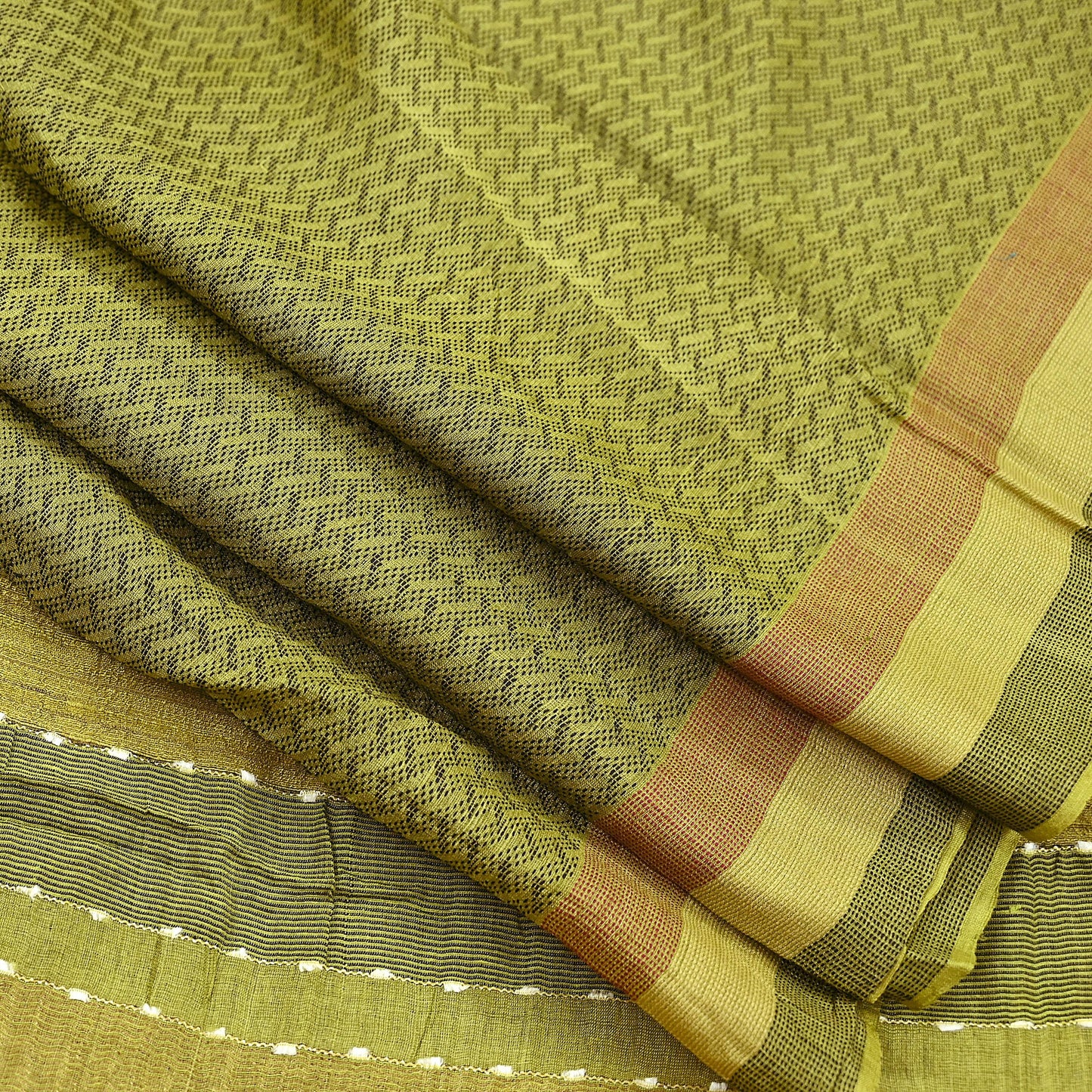 Indian Vintage Heavy Sari Green Pure Khadi Silk Handloom Saree Craft Fabric 6yd Ethnic Wear Dress making For Crafting Quilting