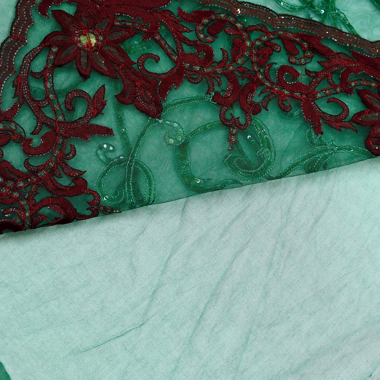 Indian Vintage Heavy Sari Green Net/Mesh Embroidered Sarees Fabric 6Yd Sewing Soft Sequins Floral Zari Bridal/wedding Saris