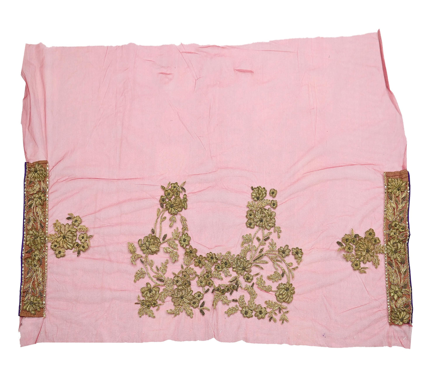 Indian Vintage Heavy Sari Pink Net/Mesh Hand Embroidered Sarees Craft Fabric 6Yd Sewing Soft Zardozi/Dabka Zari Sequins Wedding sarees