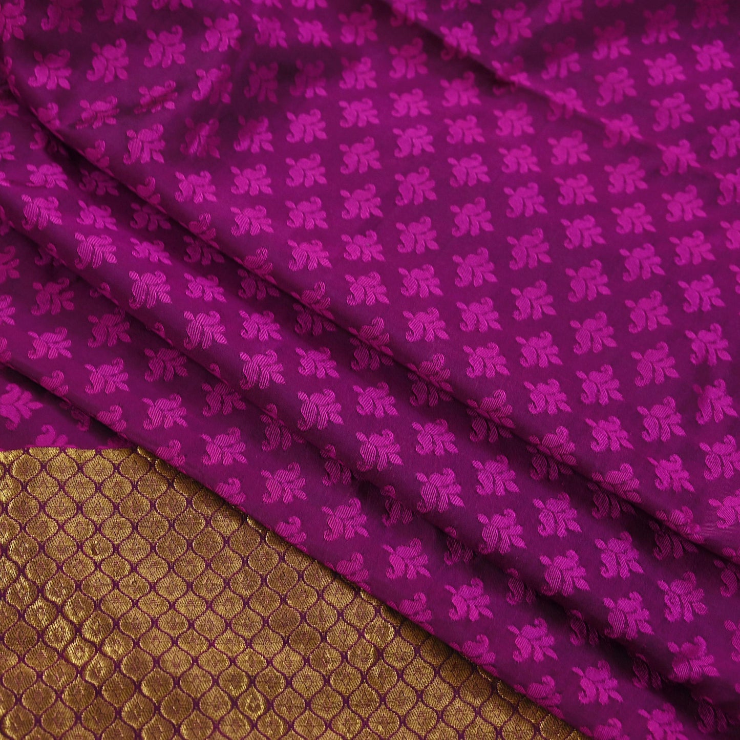 Indian Vintage Heavy Purple Kanjivaram Saree 100% Pure Silk Zari 5Yd Floral Crafting Dress making Crafting Quilting Bollywood Saree