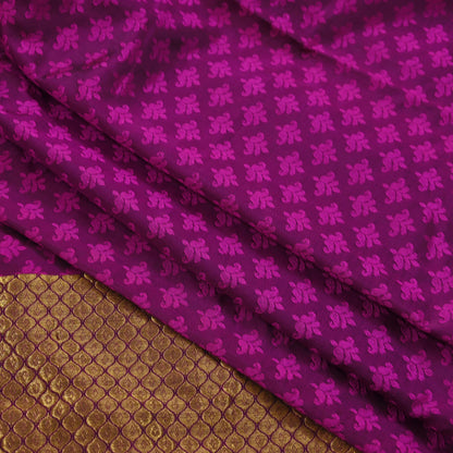 Indian Vintage Heavy Purple Kanjivaram Saree 100% Pure Silk Zari 5Yd Floral Crafting Dress making Crafting Quilting Bollywood Saree