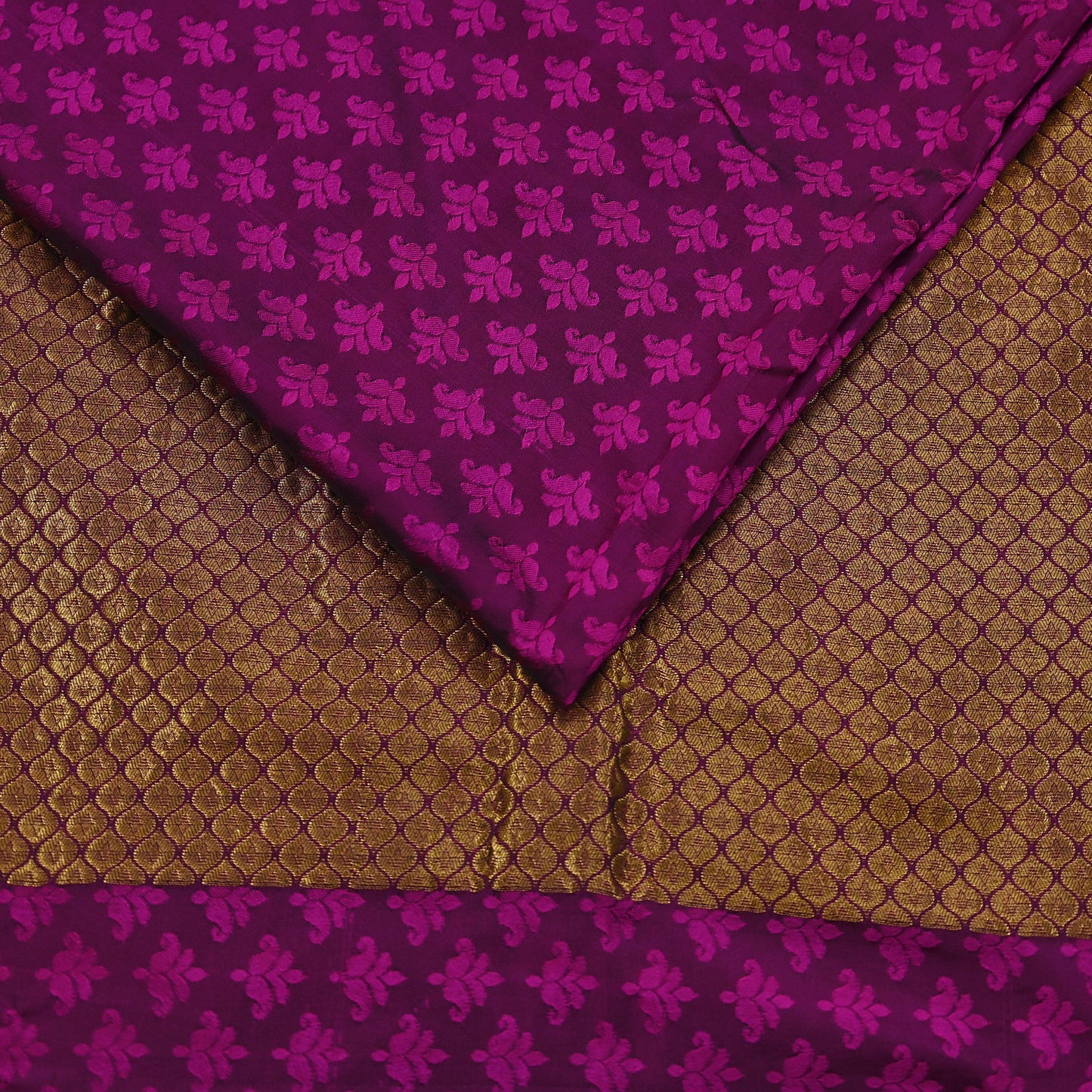 Indian Vintage Heavy Purple Kanjivaram Saree 100% Pure Silk Zari 5Yd Floral Crafting Dress making Crafting Quilting Bollywood Saree