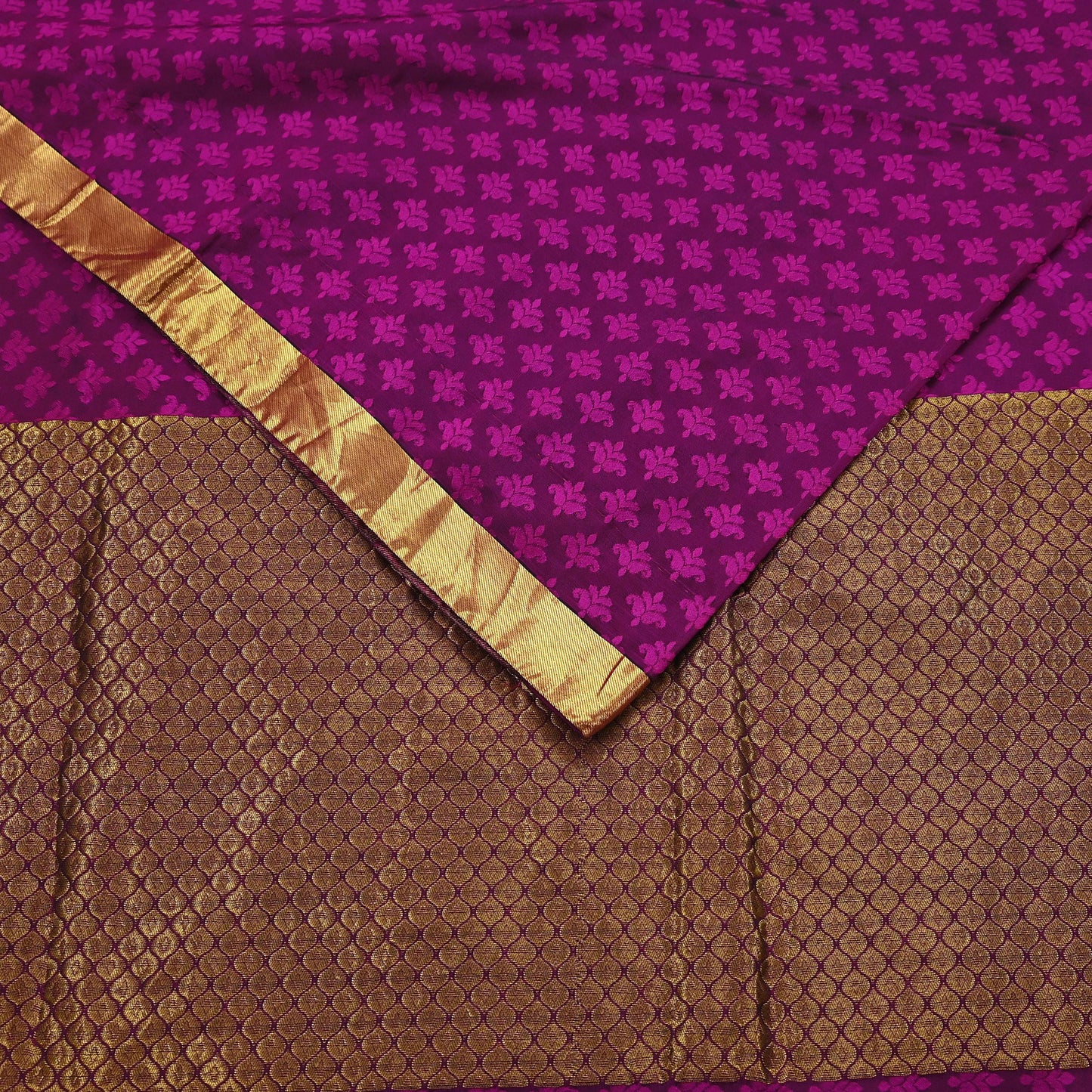 Indian Vintage Heavy Purple Kanjivaram Saree 100% Pure Silk Zari 5Yd Floral Crafting Dress making Crafting Quilting Bollywood Saree