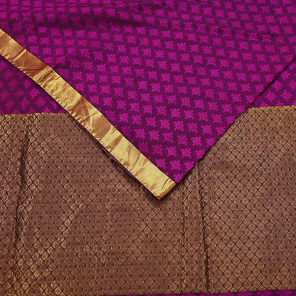 Indian Vintage Heavy Purple Kanjivaram Saree 100% Pure Silk Zari 5Yd Floral Crafting Dress making Crafting Quilting Bollywood Saree