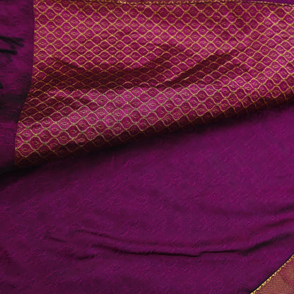 Indian Vintage Heavy Purple Kanjivaram Saree 100% Pure Silk Zari 5Yd Floral Crafting Dress making Crafting Quilting Bollywood Saree