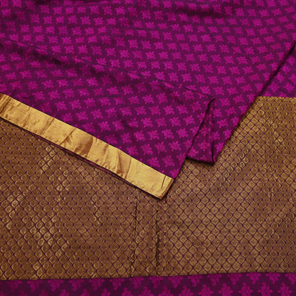 Indian Vintage Heavy Purple Kanjivaram Saree 100% Pure Silk Zari 5Yd Floral Crafting Dress making Crafting Quilting Bollywood Saree