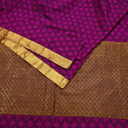 Indian Vintage Heavy Purple Kanjivaram Saree 100% Pure Silk Zari 5Yd Floral Crafting Dress making Crafting Quilting Bollywood Saree