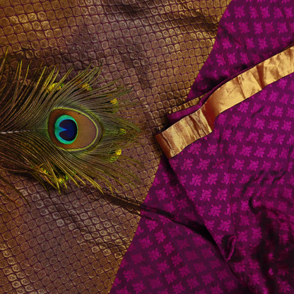 Indian Vintage Heavy Purple Kanjivaram Saree 100% Pure Silk Zari 5Yd Floral Crafting Dress making Crafting Quilting Bollywood Saree