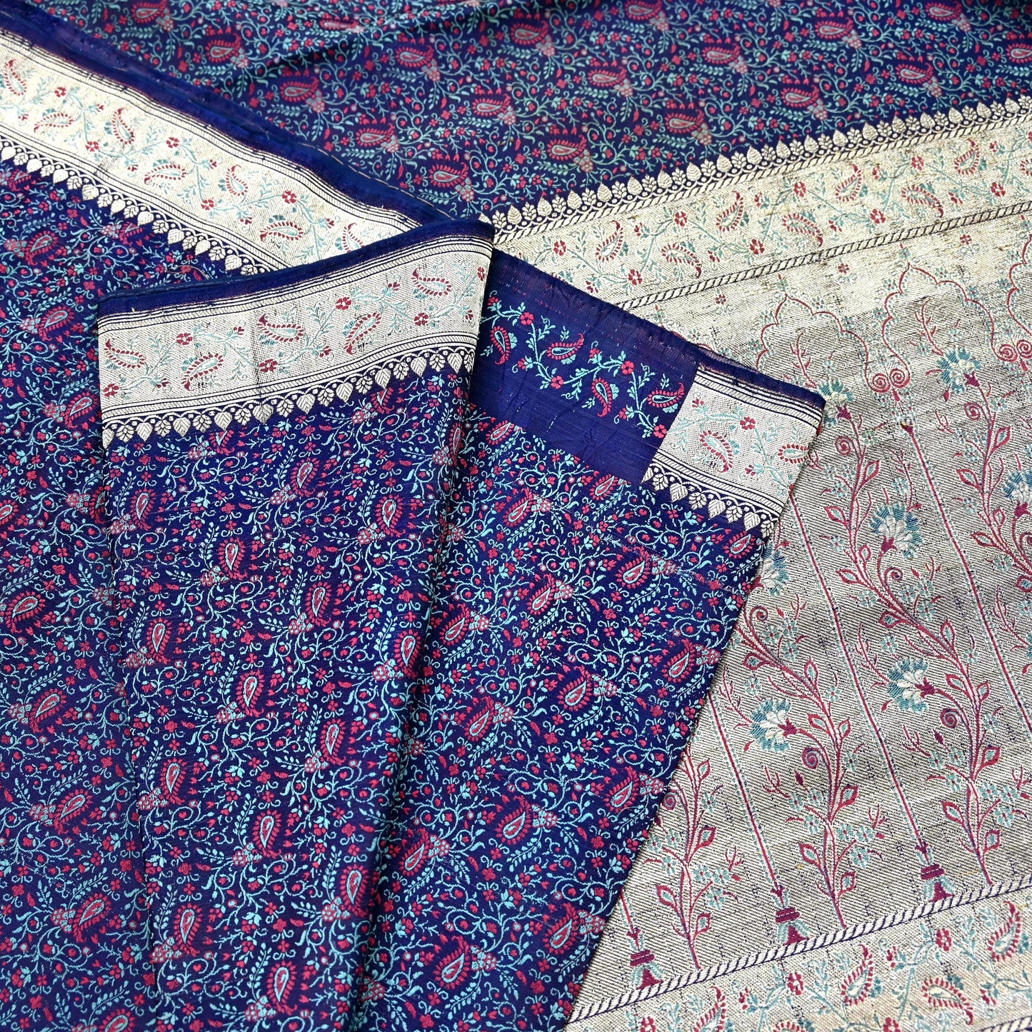 Indian Vintage Sari Blue Heavy Wedding Pure Satin Silk Woven Banarasi Tanchoi Saree 5Yd Ethnic Craft Fabric Upcycle Bridal Heavy Sarees