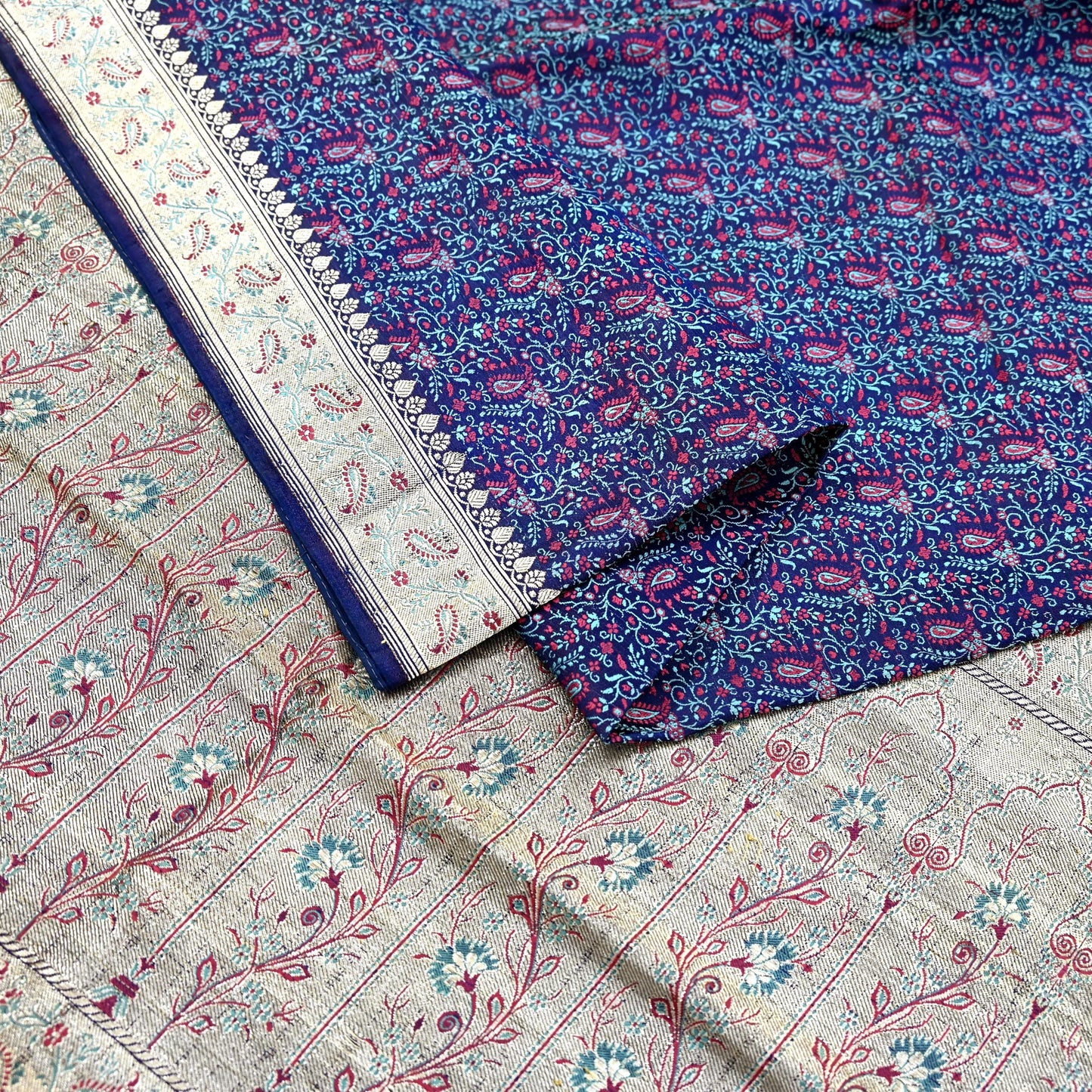 Indian Vintage Sari Blue Heavy Wedding Pure Satin Silk Woven Banarasi Tanchoi Saree 5Yd Ethnic Craft Fabric Upcycle Bridal Heavy Sarees