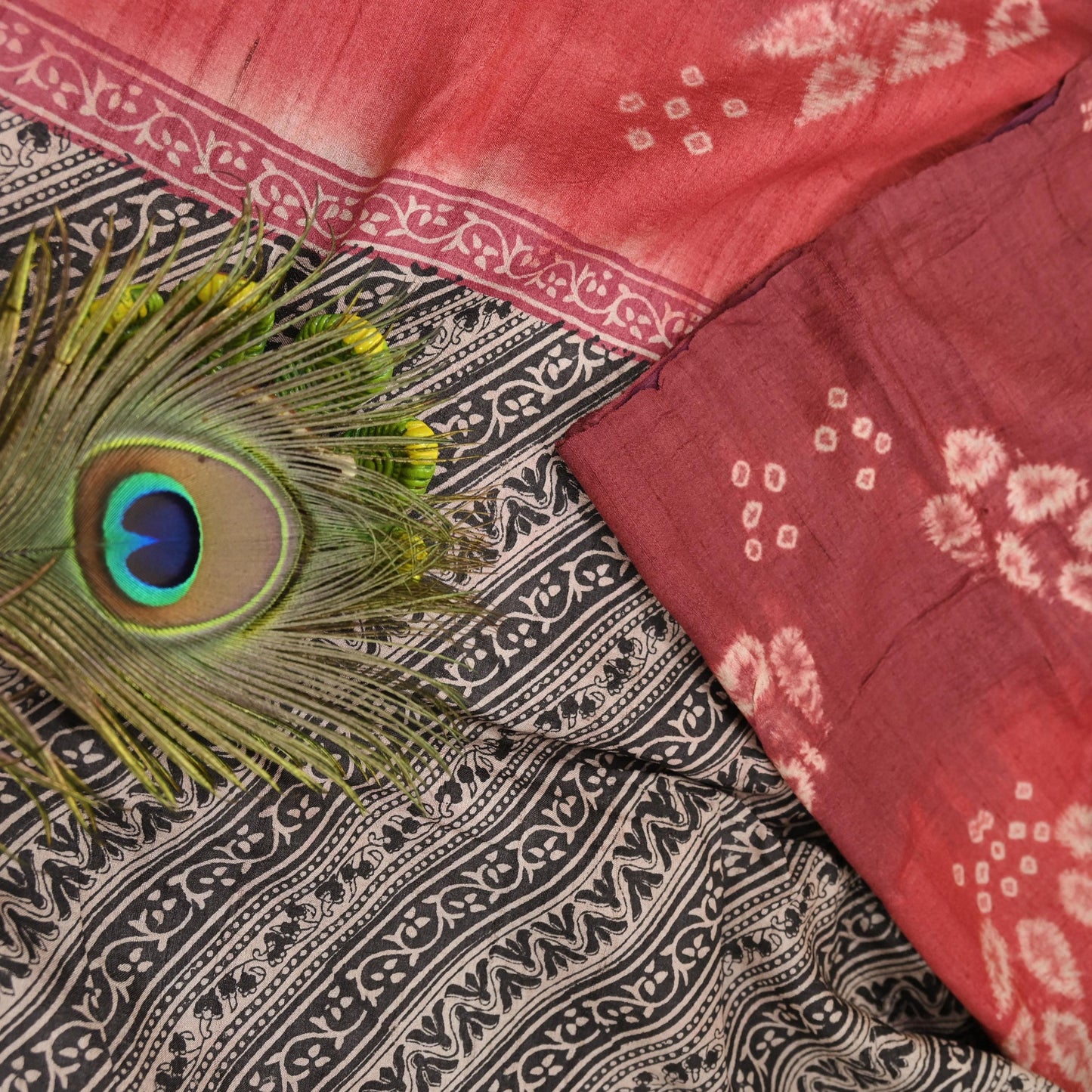 Indian Vintage Multi Saree Pure Khadi Silk Handloom Printed Sari Fabric 5yd Ethnic Wear Sari Floral Designs Dress making Crafting